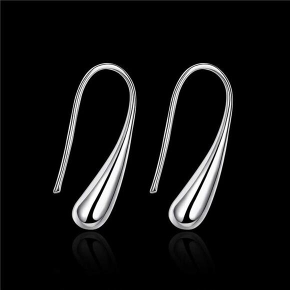 Classic Silver Thread Drop Earrings Teardrop Back Earrings, Metal - Picture 7 of 8